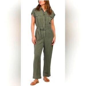 Nicole Miller Linen Blend Belted Utility Jumpsuit